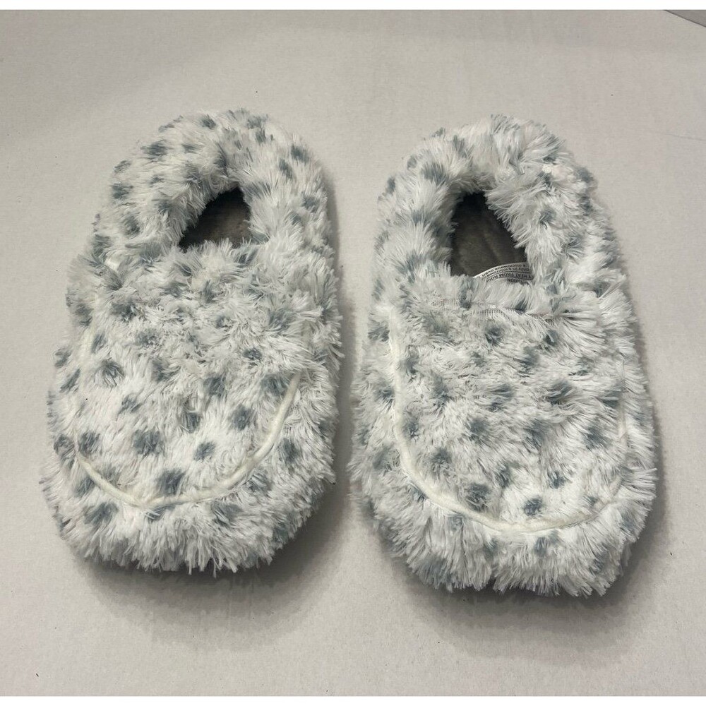 Warmies Snowy Microwavable Slippers One Size Fits Most 6-10 White/Gray
